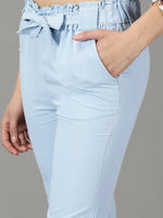 Women's Blue Solid Trouser-AL-6006-Blue