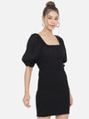 Solid Black Smocking Dress