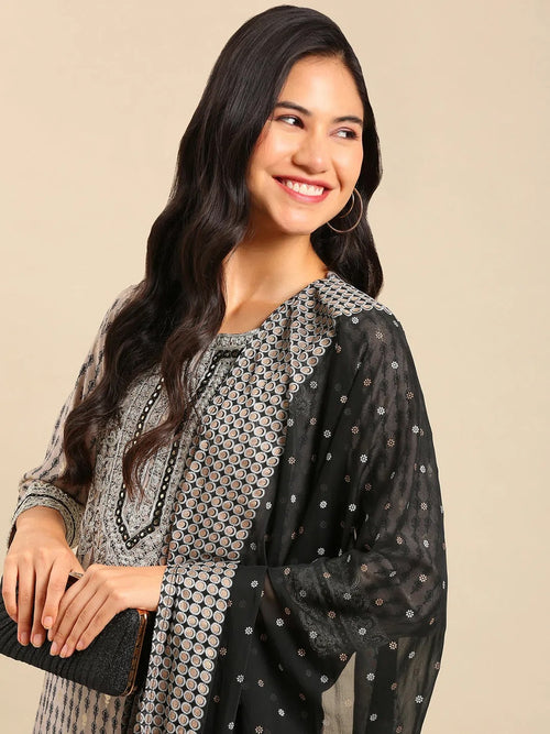 Women's Grey Printed Kurta Set-GW-3241-B-Grey