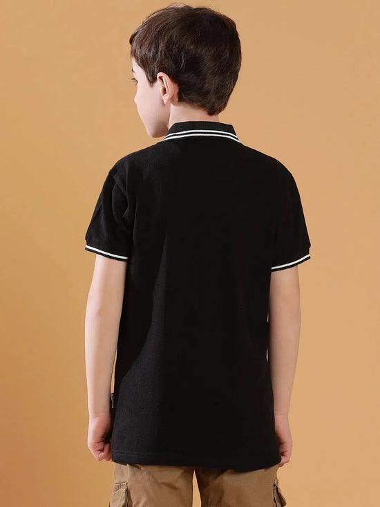 Lil Tomatoes Boys Cotton Polo T-shirt-GBT-S24-1409_BLACK_30