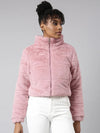 Women Solid Peach Puffer Jacket-202310-Peach