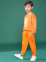 Tales & Stories Orange Printed SweatShirt For Boys