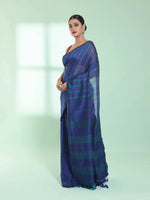 Blue Cotton Saree With Stripes Pattern-MA59CT06530046