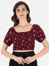 Wine Smocking Crop Top