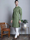 Men's Cotton Floral printed kurta Pyjama-JOKP-650Olive