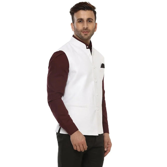 Hangup Men Standard Solid Men's Indian Wear-WhiteMagicNehru