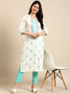 Women's Cream Floral Kurta Set-SKC-794-Cream