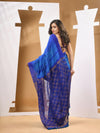 Blue And Sky Matka Handwoven Saree With Shibori Designs-MA53MT063080048