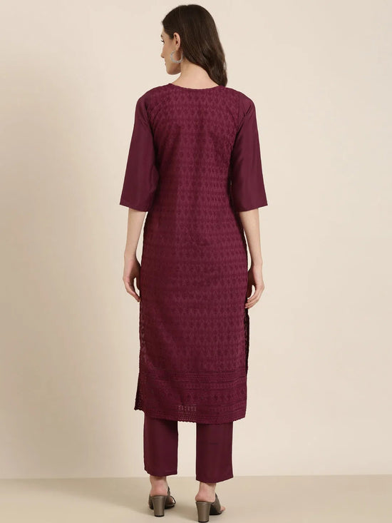 Women Violet Textured Kurta Set-SKC-1215-Violet