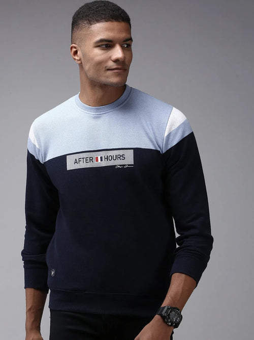 Men Blue Colourblock Sweatshirt-OTRS-4-1-Navyblue