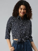 Women's Printed Navy Blue Top-AE-3330187-Navybluewhite