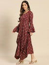 Bell Sleeve Long Dress With Front Drape-Tp0354Rp39-S