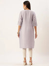 Women's Purple Solid Straight Kurta-DF-1199-Lavender