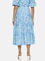 Floral Blue Cut And Sew Midaxi Skirt-17322