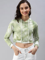 Women's Green Tie Dye Crop Top-SH-9013-Green