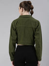 Women Green Solid Denim Jacket-GZ-5600-Green