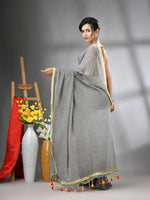 Grey Mul Cotton Soft Saree With Gota Patti Borders-MA62MCT33880005