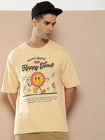 Difference of Opinion Beige Graphic Oversized T-Shirt-DOOVR226BGE-S