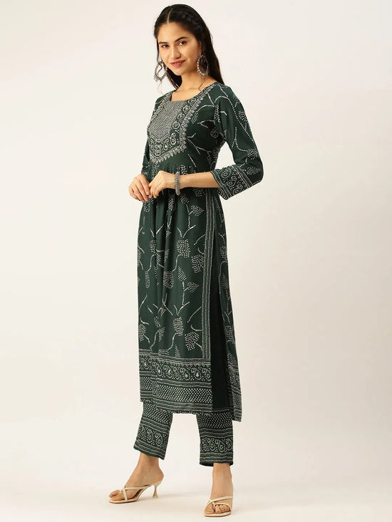 Women's Green Printed Kurta Sets-FS-2524-Green