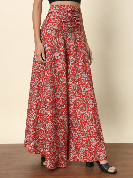 Red Paisley Printed Palazzo