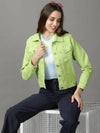 Women's Green Solid Open Front Jacket-GZ-5577-Green