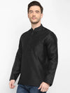 Hangup Men Standard Solid Men's Indian Wear-Black_Dupion_ShortKurta