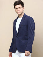 Men Navy Solid Casual Blazers-LBR-5500-Navyblue