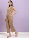 Rigo Poly Corduroy V Neck Tie-Up Straps Jumpsuit-WJD306-1019-L