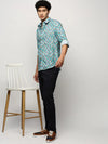 Men Blue Printed Shirt-PRISM-M204-1610-Turquoiseblue