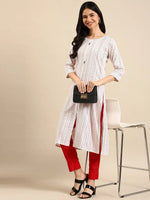 Women's White Printed Straight Kurta-SKC-3380-1-White