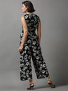 Women's Black Printed Jumpsuit-AE-15023-Black