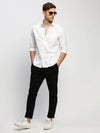 Men White Solid Shirt-RAYMONDSDOBBY-262-White