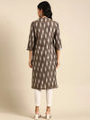 Women's Grey Solid Straight Kurta-SS-374-Taupe