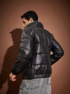 Men Black Front Pocket Puffer Jacket