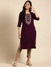 Women's Purple Printed Straight Kurta-SKC-812-Violet