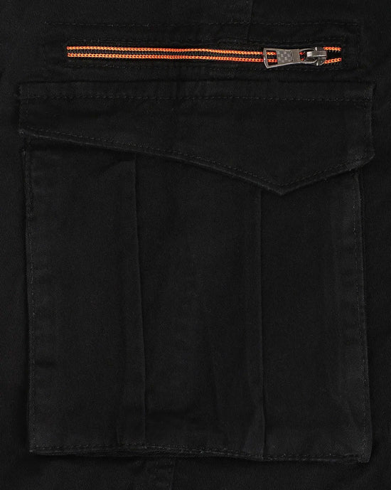 Cargos with Neon Zip and 6 pockets-Black