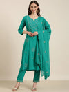 Women Green Solid Kurta Set-FS-2597-Green