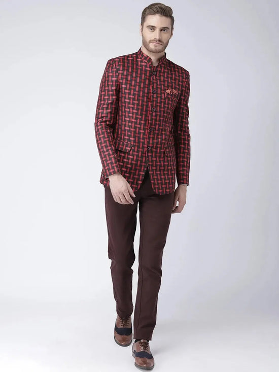 Hangup Men Standard Checkered Men Formalwear-F3_5B_Blazer