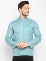 Hangup Men Standard Solid Men's Indian Wear-Aqua_Magic_Bon_ShortKurta