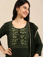 Women's Green Solid Kurta Set-FS-2621-Green