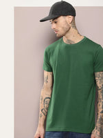 Dillinger Men's Dark Green Plain T-Shirt