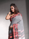 Grey Pure Cotton Soft Saree With Nakshi Border-MA54CT33440061