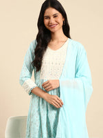 Women's Blue Printed Kurta Set-RF-1783-Blue