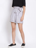 Smoke Grey Paperbag Women's Shorts