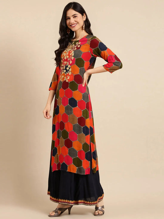 Women's Multi Printed Kurta Set-GW-1144-Multi