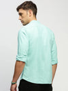 Men Green Solid Shirt-DINAH-1683-Seagreen