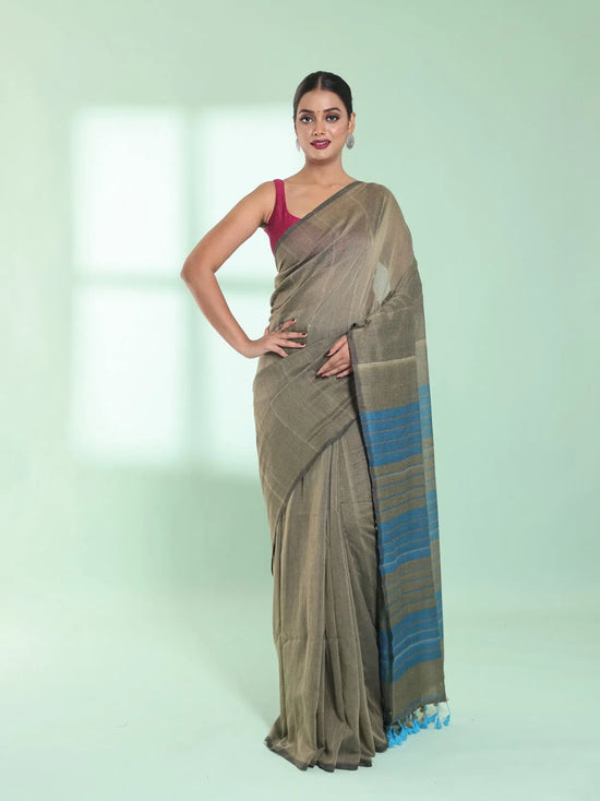 Beige  Cotton Saree With Sequine Work-MA59CT06540058