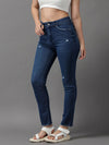 Women's Navy Blue Solid Slim Fit Denim Jeans-GZ-5206-Navyblue