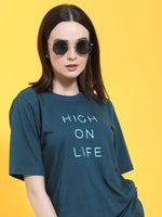 Rigo Oversized Half Sleeves Printed Round Neck T-Shirt-WTOP363-1413-L