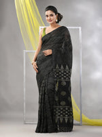 Black Silk Matka Soft Saree With Stripes Pattern-MA57SLMT331760032